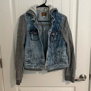 American eagle jean jacket hoodie